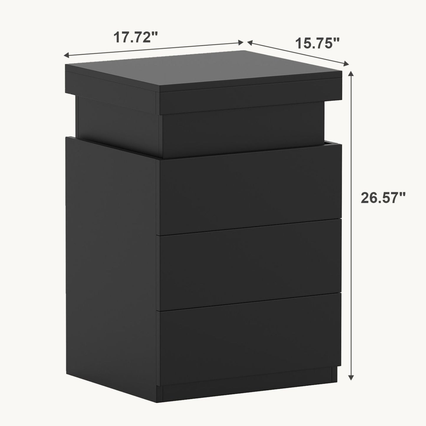 Table de chevet LED avec station de charge et 3 tiroirs