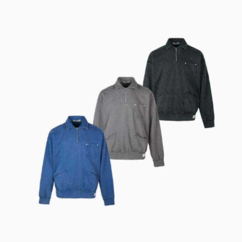 Veste sweat délavée effet vintage, col chemise