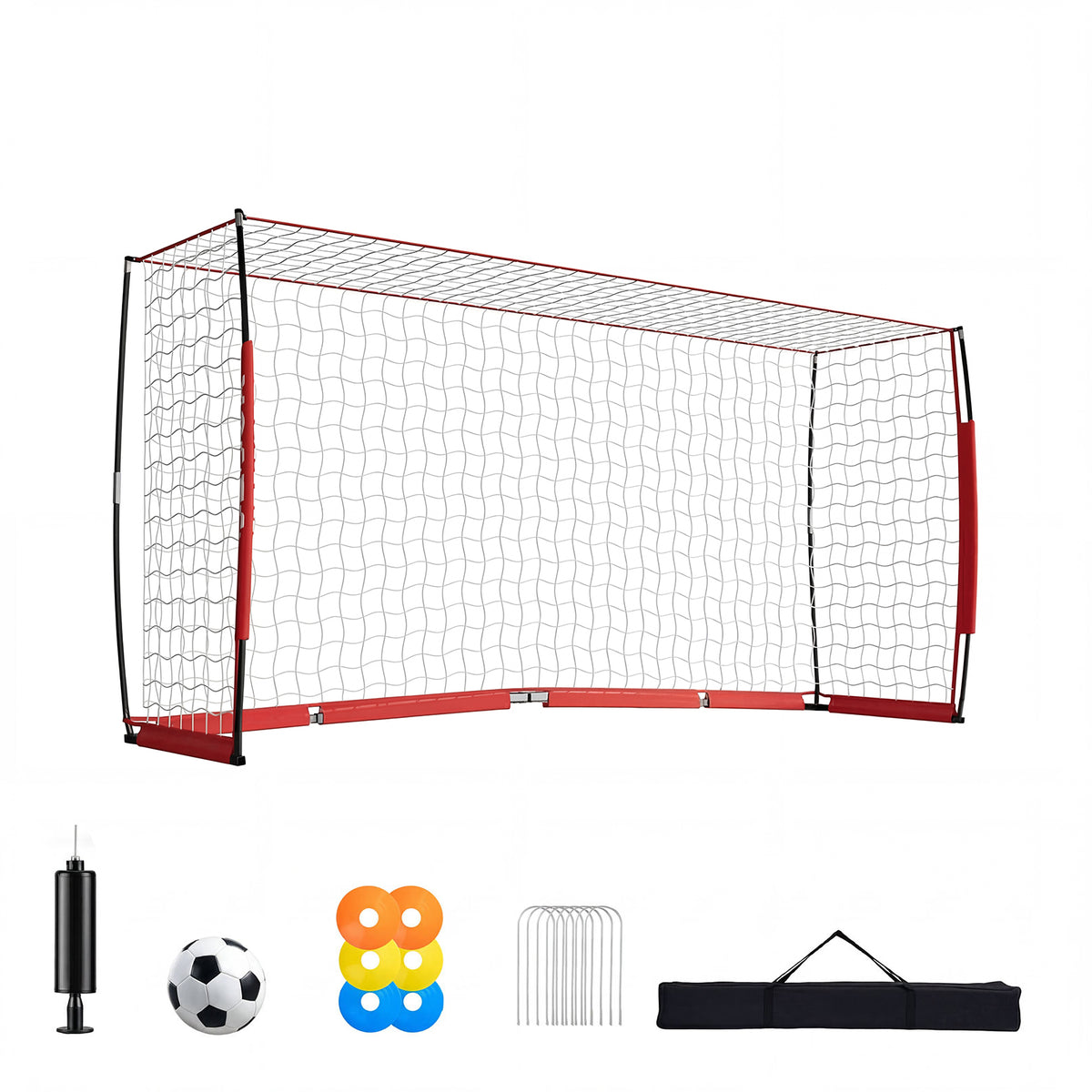But de football 12 x 6 pieds, base pliable, rouge