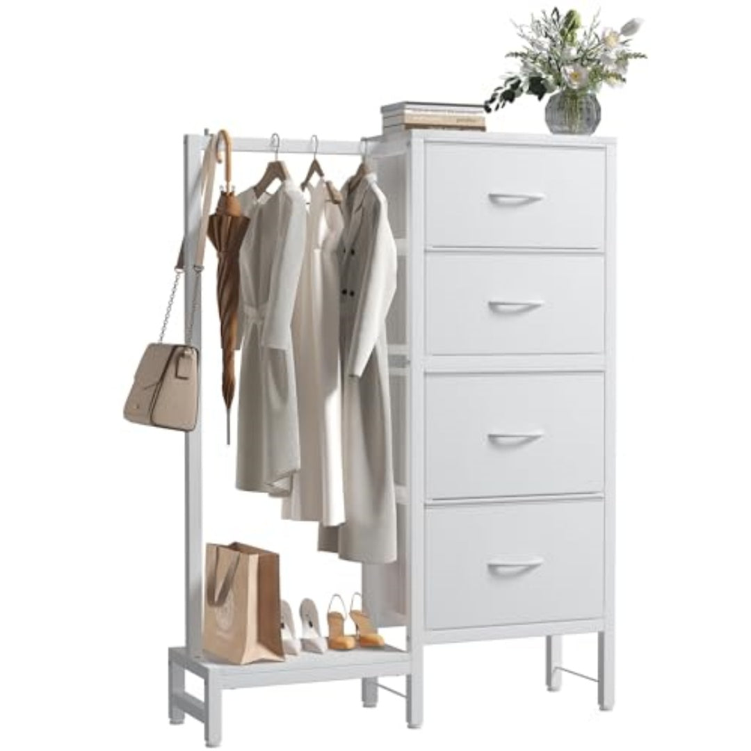 Meuble de rangement 4-en-1 avec penderie et étagère à chaussures