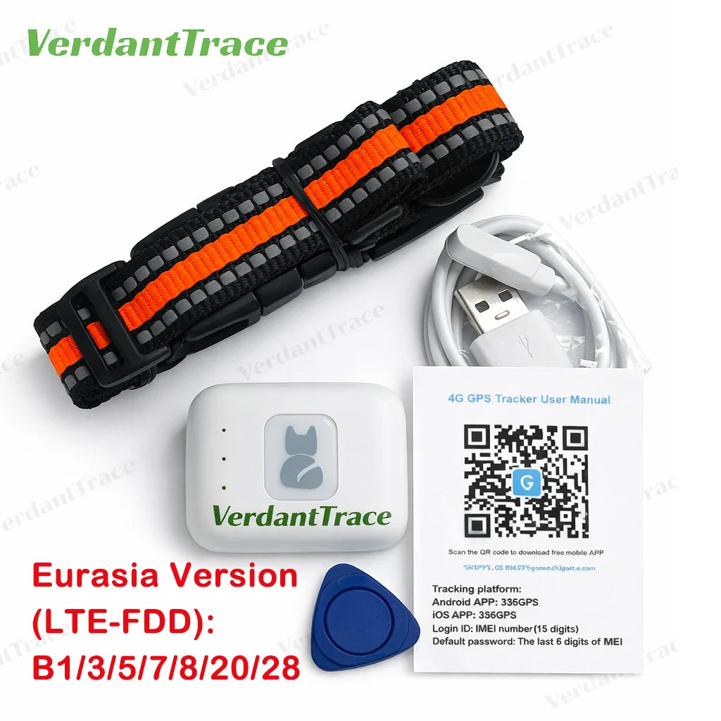 4G Pet GPS Tracker Smart Wearable Collar for Dogs Cats Real-Time GPS Wi-Fi Location Tracking IP67 Waterproof No subscription