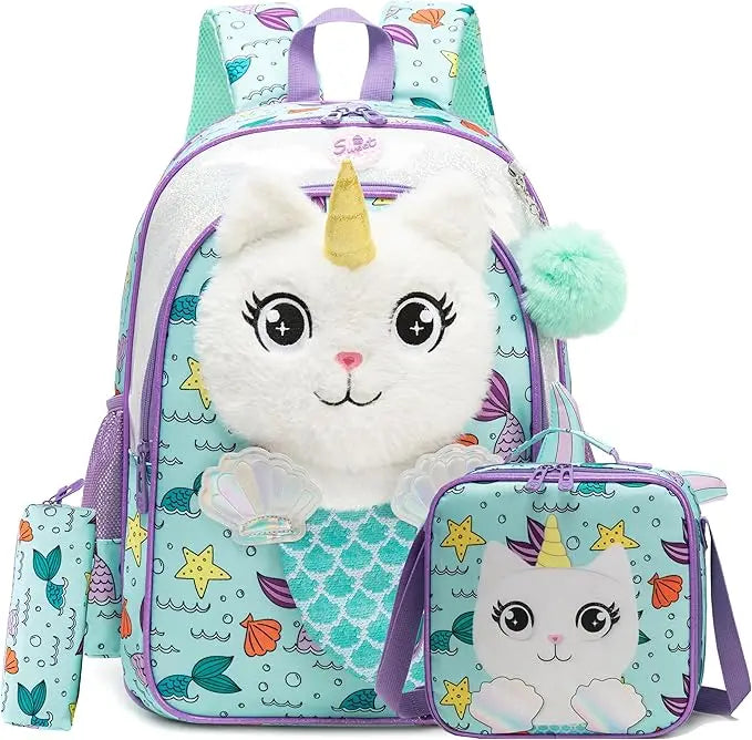 Sac à dos scolaire fille avec trousse et sac repas