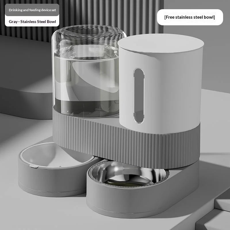 Distributeur Automatique Grande Capacité Nourriture et Eau pour Animaux Domestiques Tout-en-un Gamelle Intelligente par Gravité pour Chiens et Chats