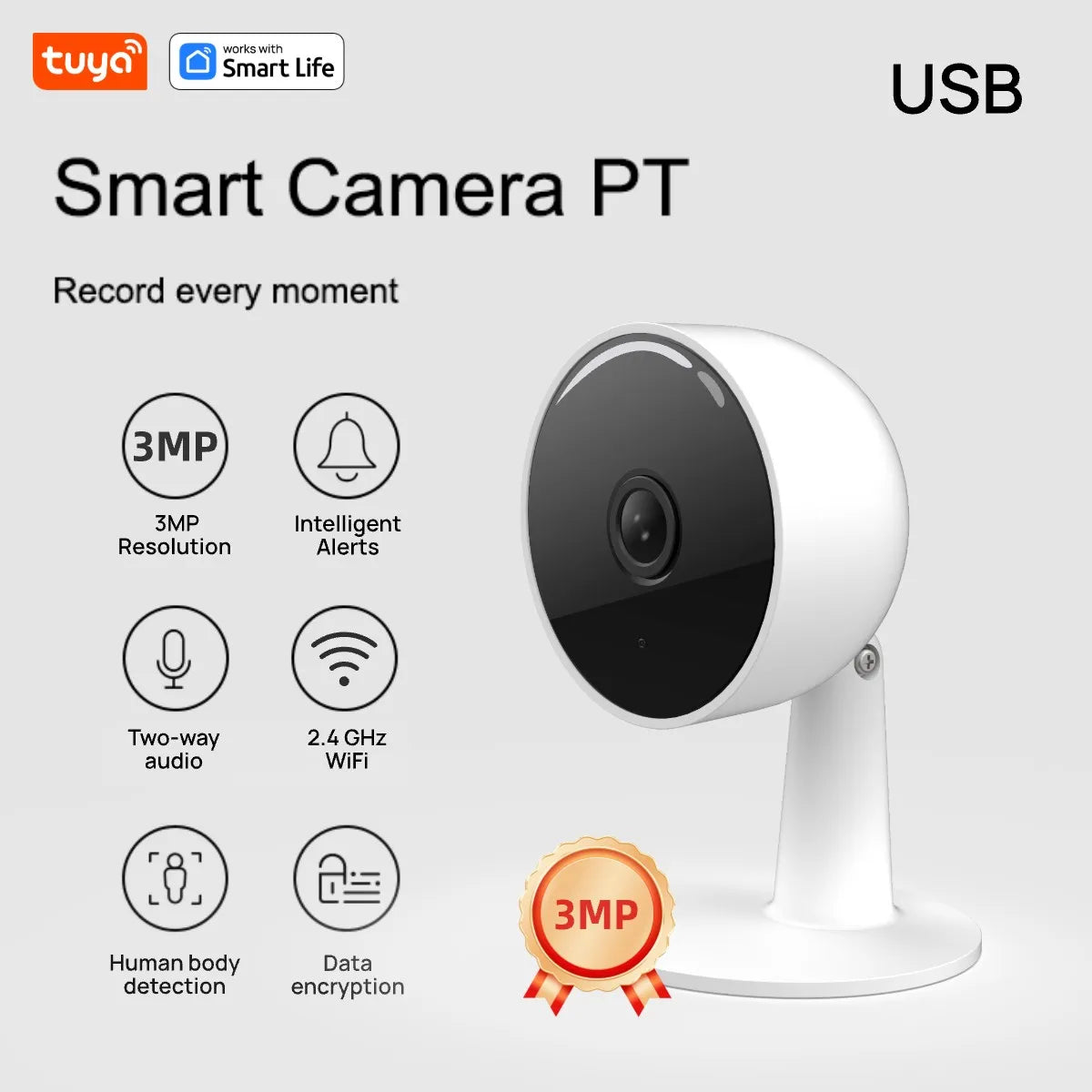 Tuya Smart 2MP HD Indoor Home Security Camera for Baby/Elder/Pet/Nanny,With Real-time APP Alert,2-Way Audio,Human body detection