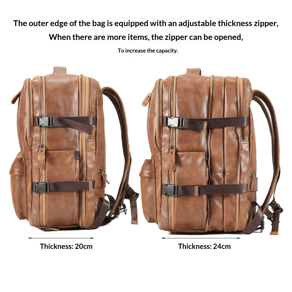 Sac à dos en cuir ciré, grande capacité et port USB