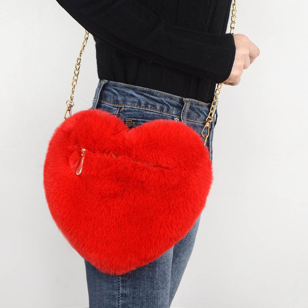 Petit sac bandoulière chaîne, motif cœur