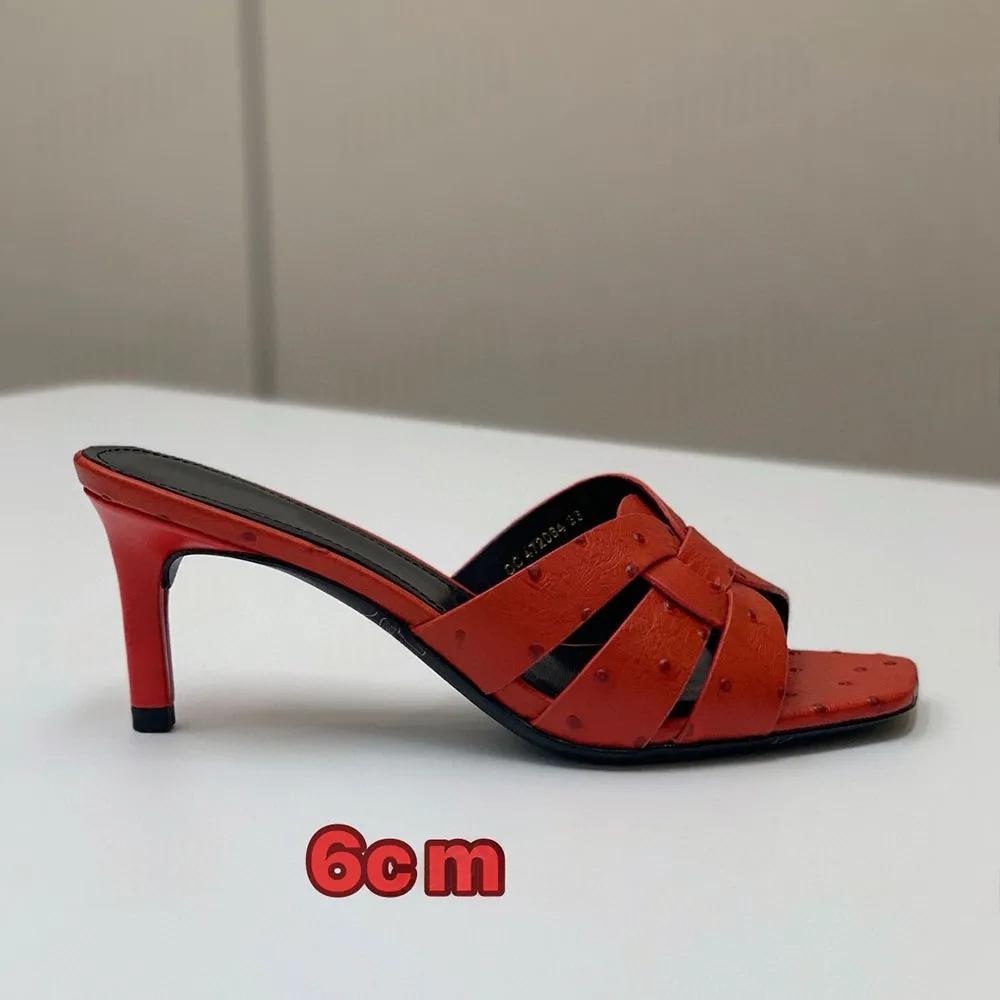 Sandales mules talon haut en cuir véritable, unisexe