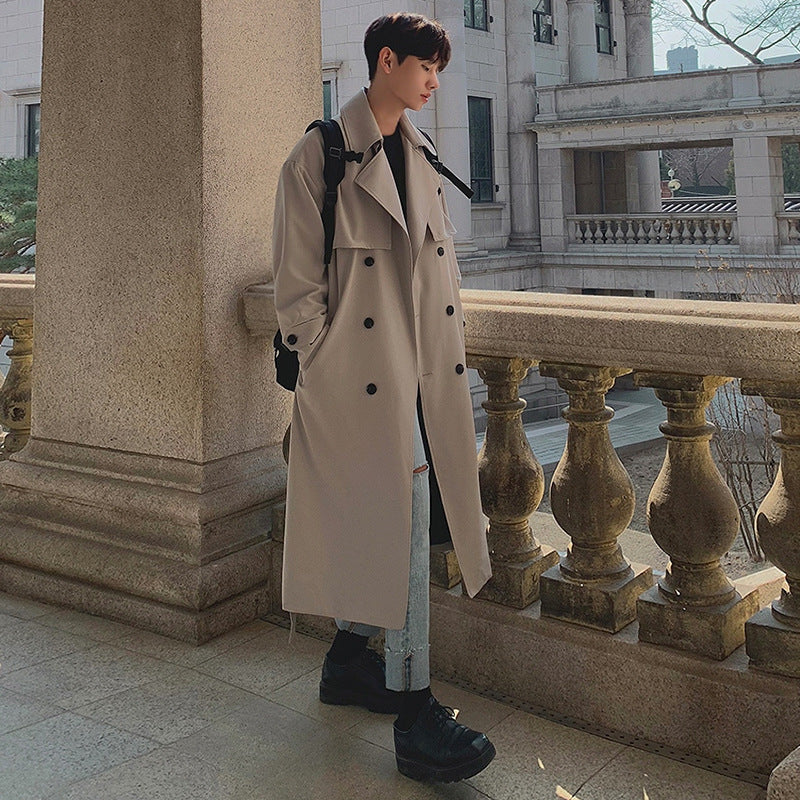 Manteau homme long à double boutonnage, coupe ample et chaude