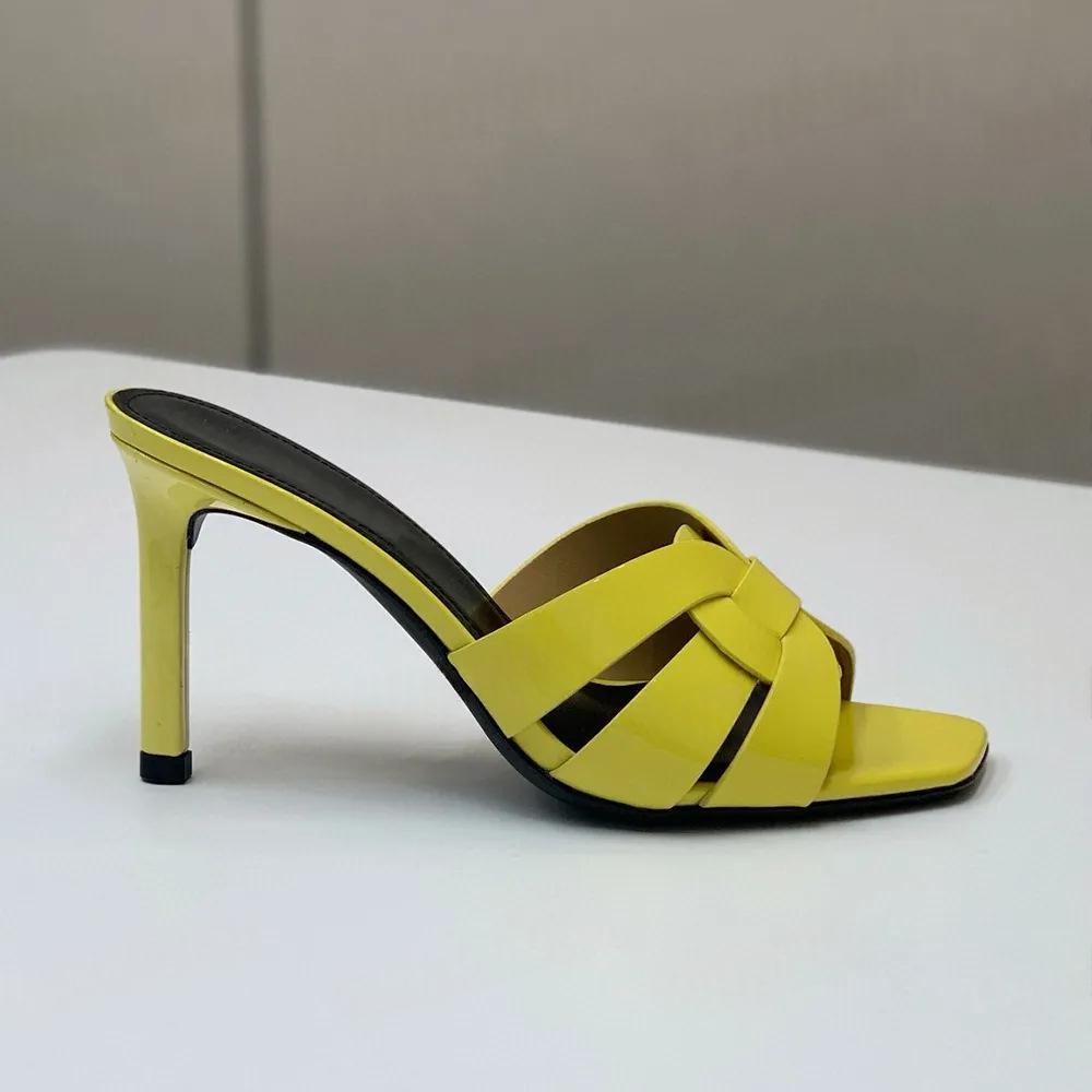 Sandales mules talon haut en cuir véritable, unisexe
