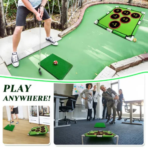 Tapis de golf chipping avec cible et tableau de score