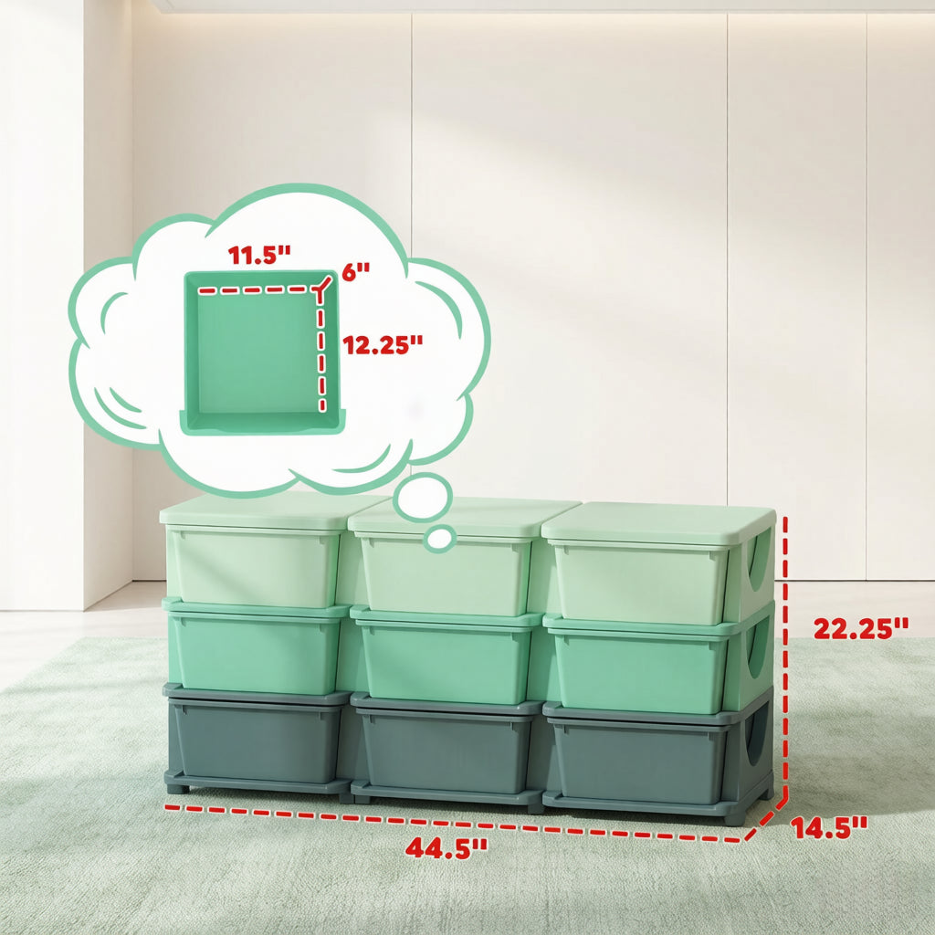 Tour de rangement 9 tiroirs pour jouets, meuble modulable