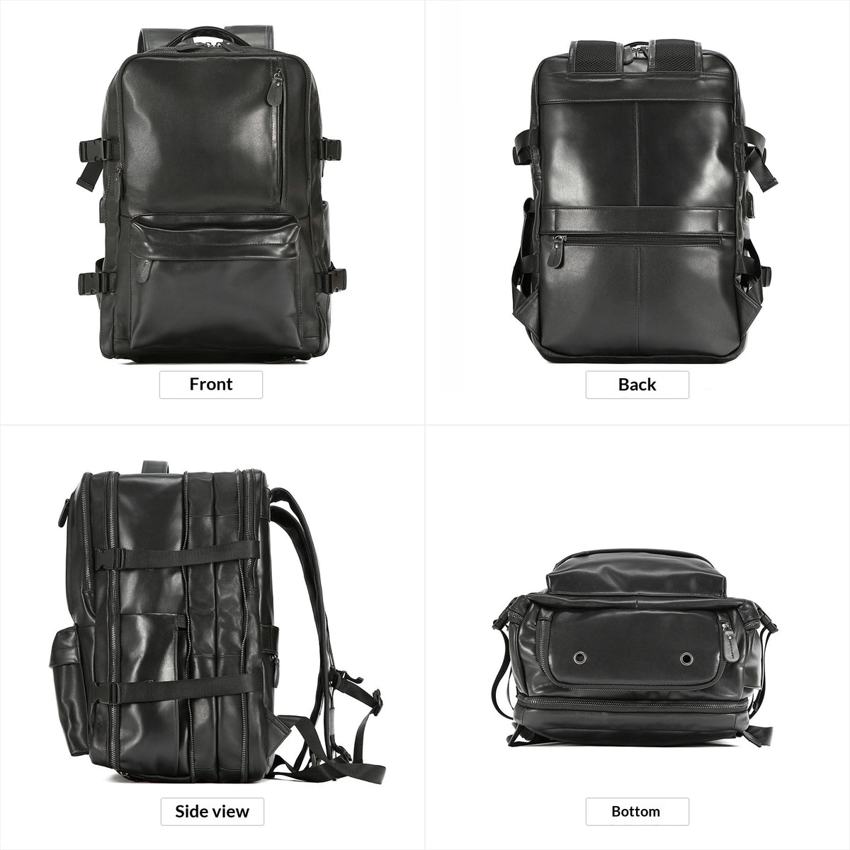 Sac à dos en cuir ciré, grande capacité et port USB