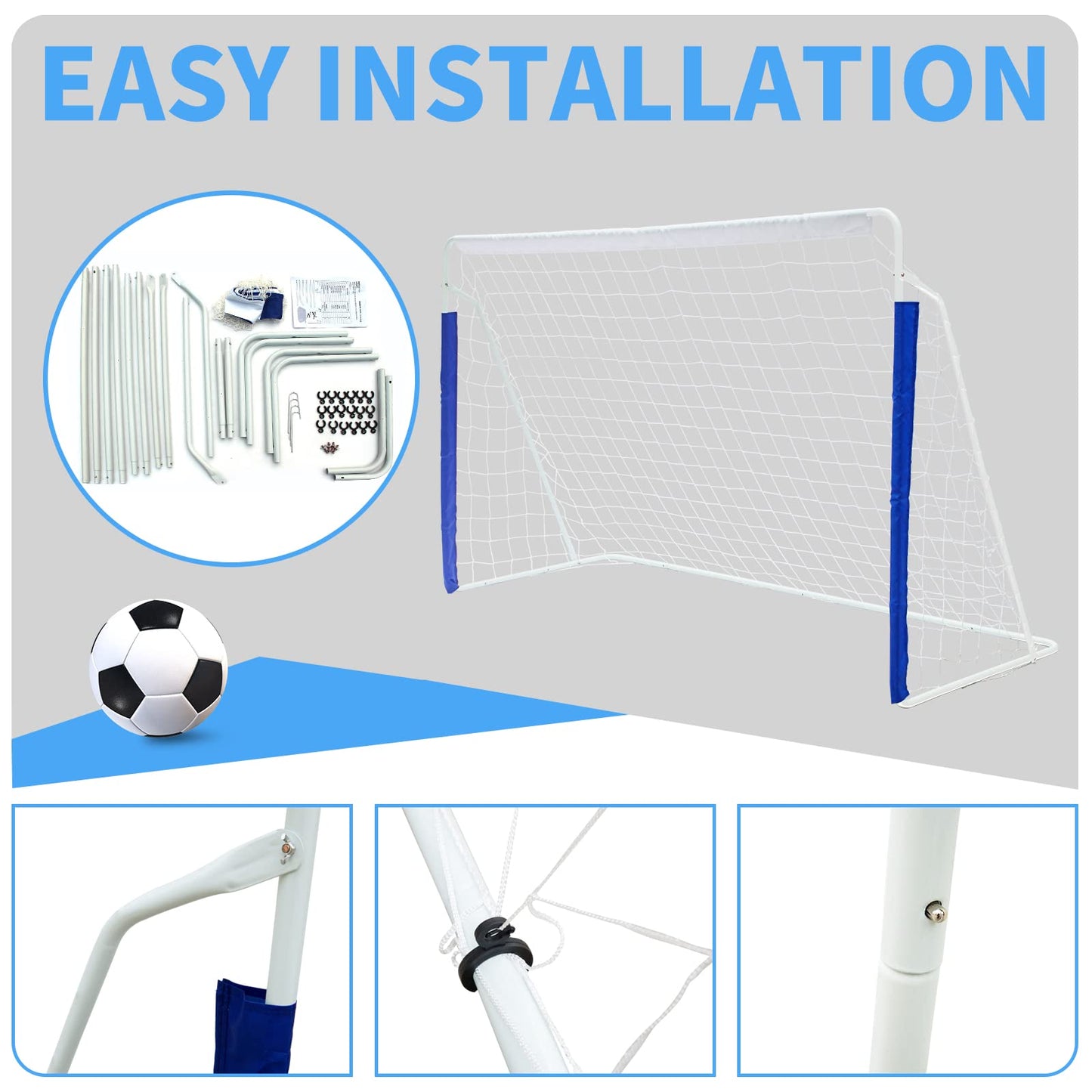 But de foot pliable 2,4 x 1,5 m, cadre acier résistant
