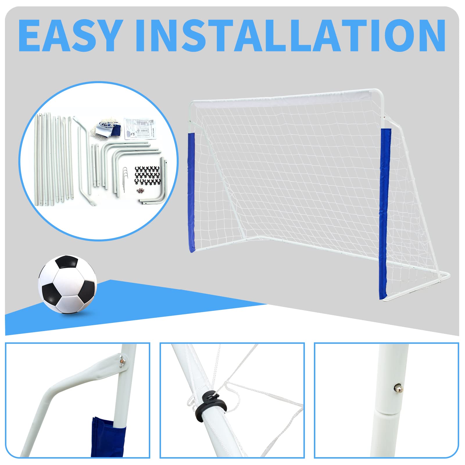 But de foot pliable 2,4 x 1,5 m, cadre acier résistant