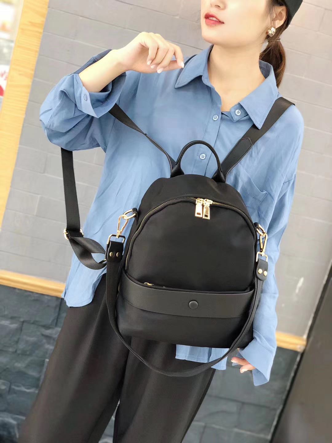 Backpack Women's 2023 New Casual All-match Oxford Cloth Backpack Foreign Trade Supply Female Student Schoolbag Travel Bag