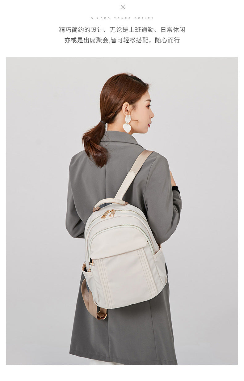 Backpack Women's 2023 New Casual All-match Oxford Cloth Backpack Foreign Trade Supply Female Student Schoolbag Travel Bag