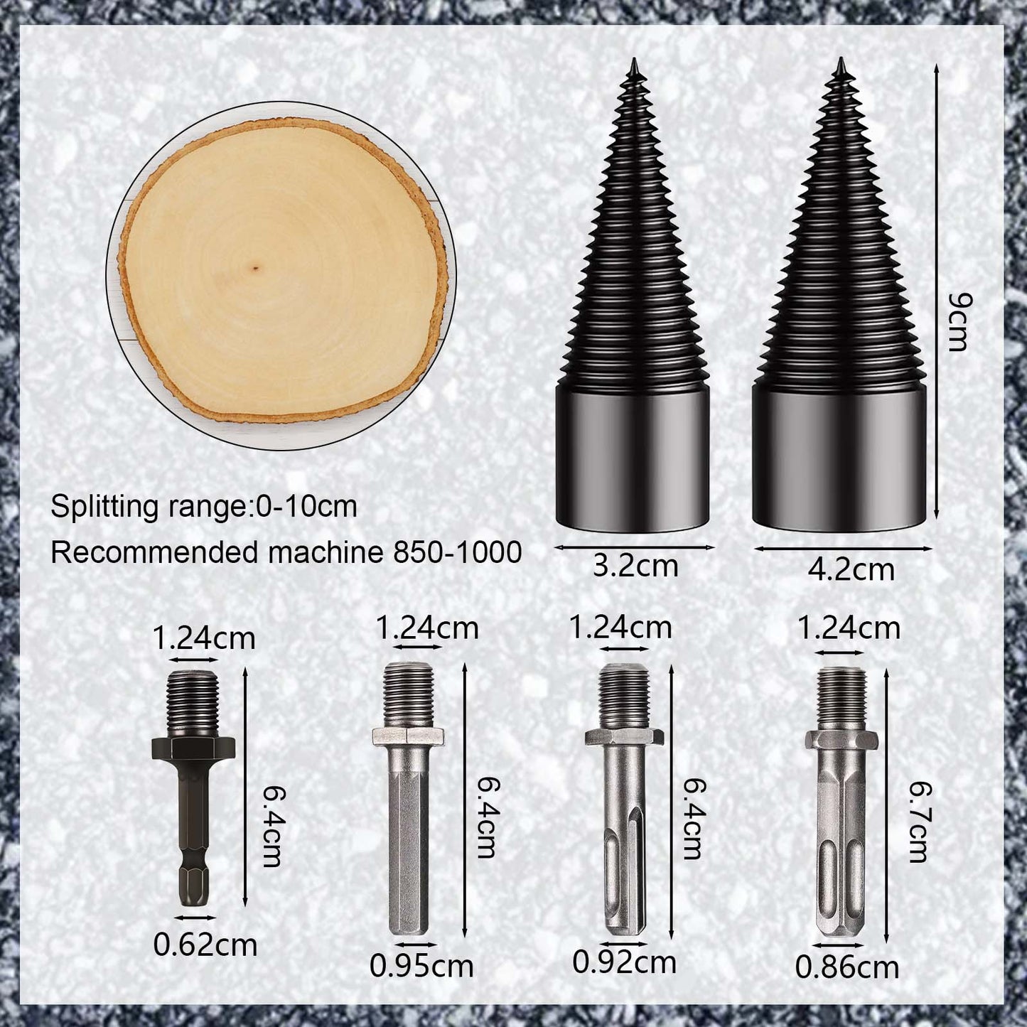 Set de 6 mèches fendeuses à bois 32/42 mm avec coffret