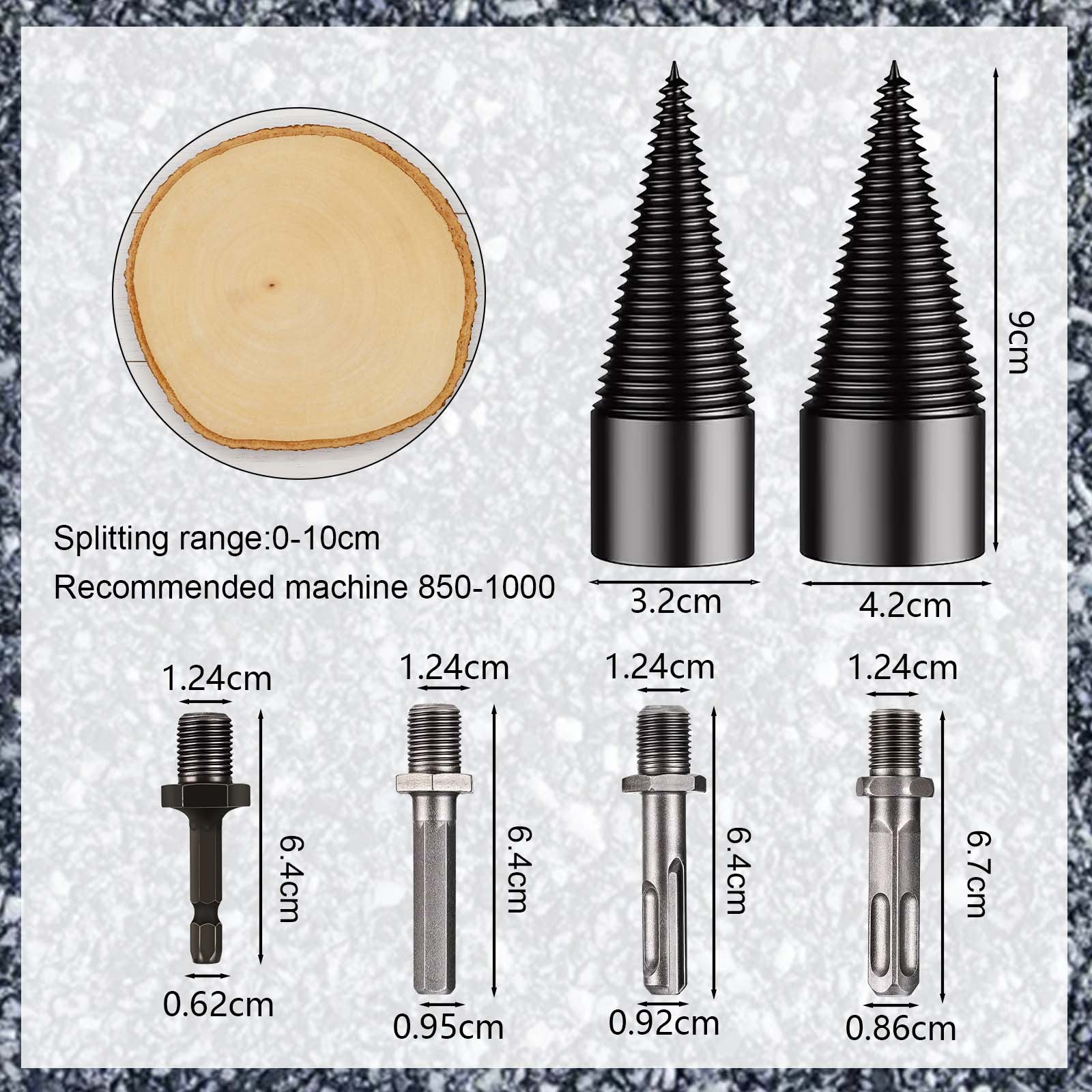 Set de 6 mèches fendeuses à bois 32/42 mm avec coffret