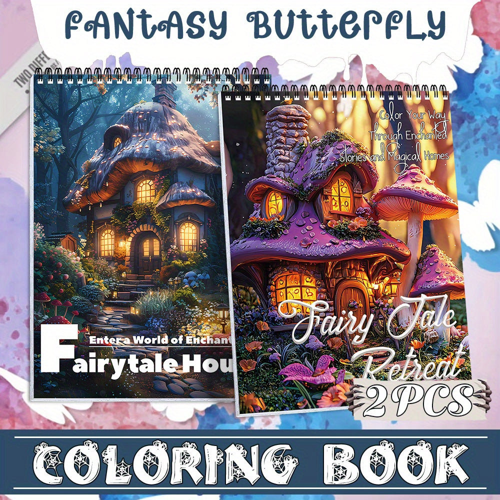 Coffret 2 livres de coloriage adultes, maison magique