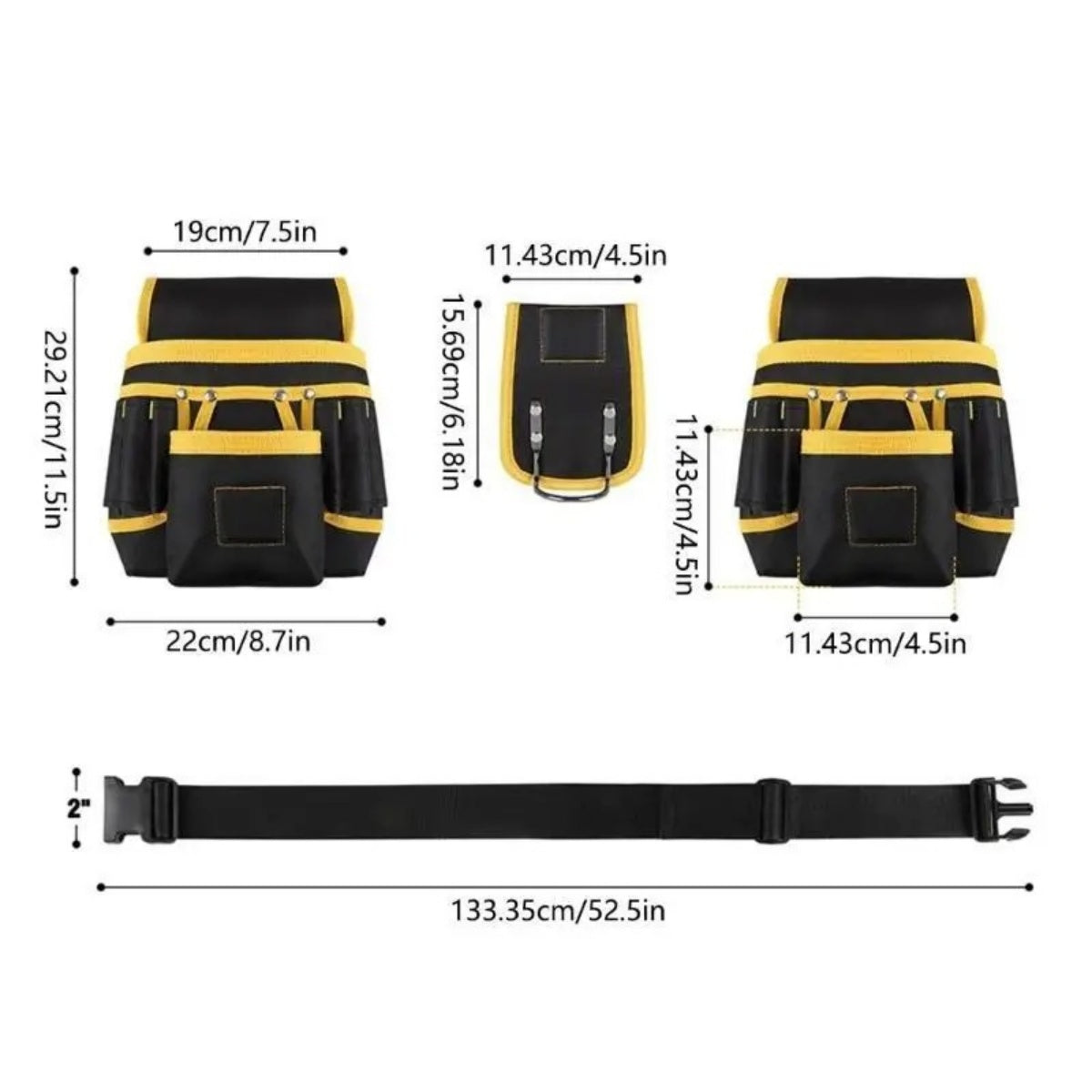 Ceinture porte-outils 26 poches, réglable et amovible