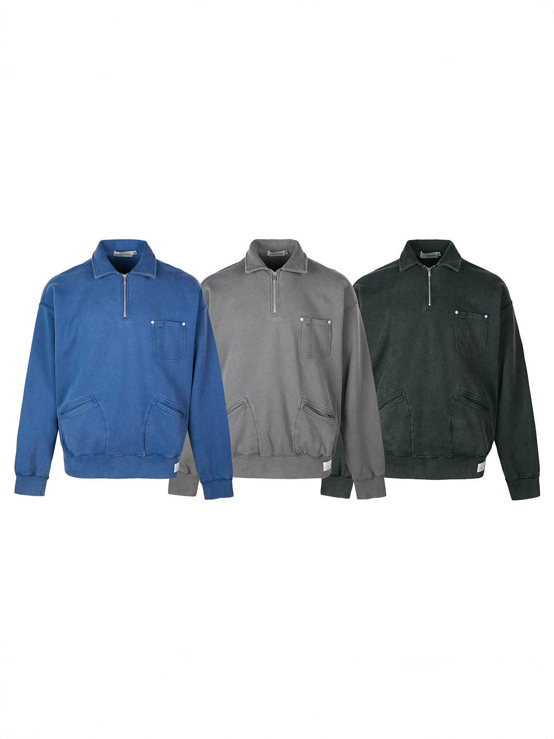 Veste sweat délavée effet vintage, col chemise