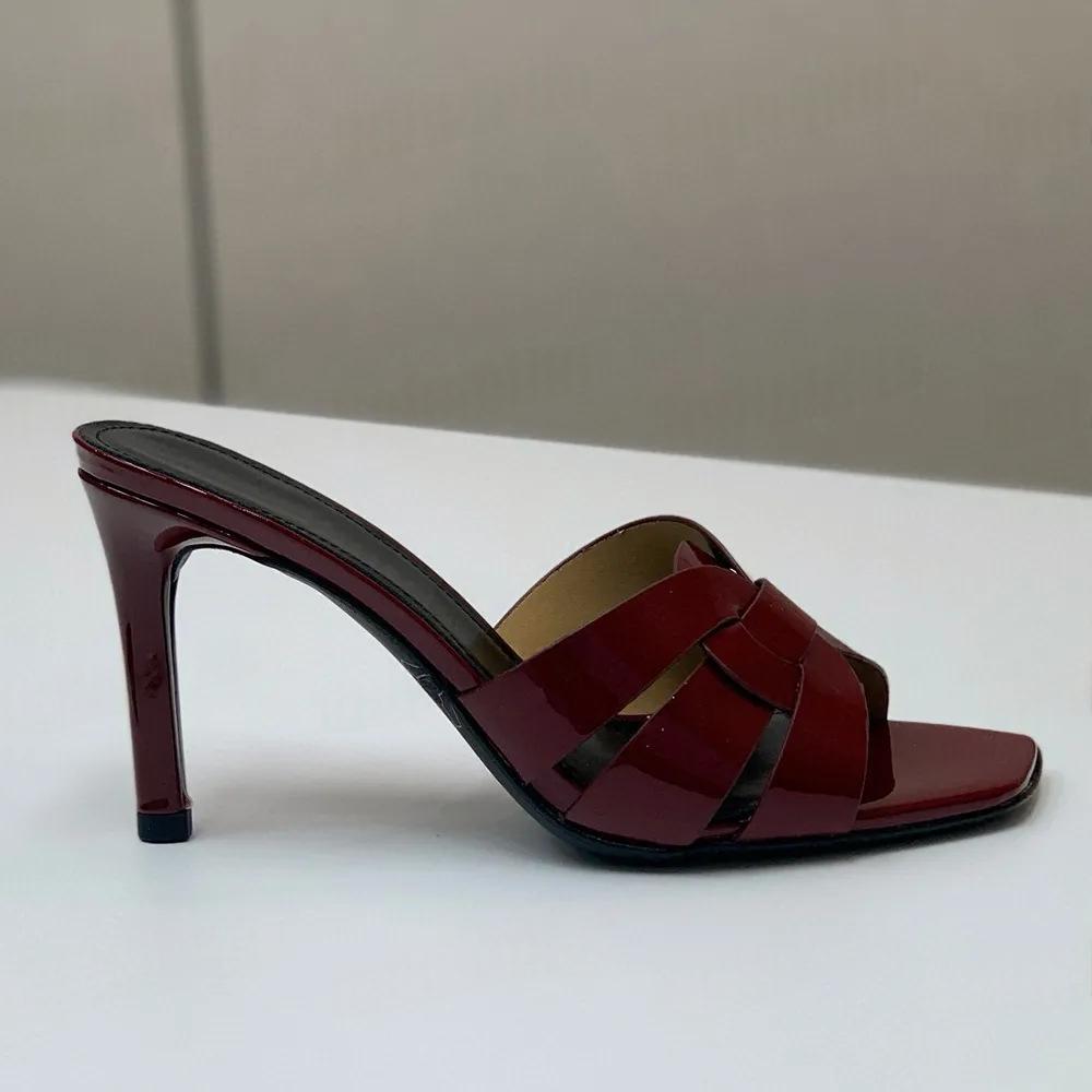 Sandales mules talon haut en cuir véritable, unisexe
