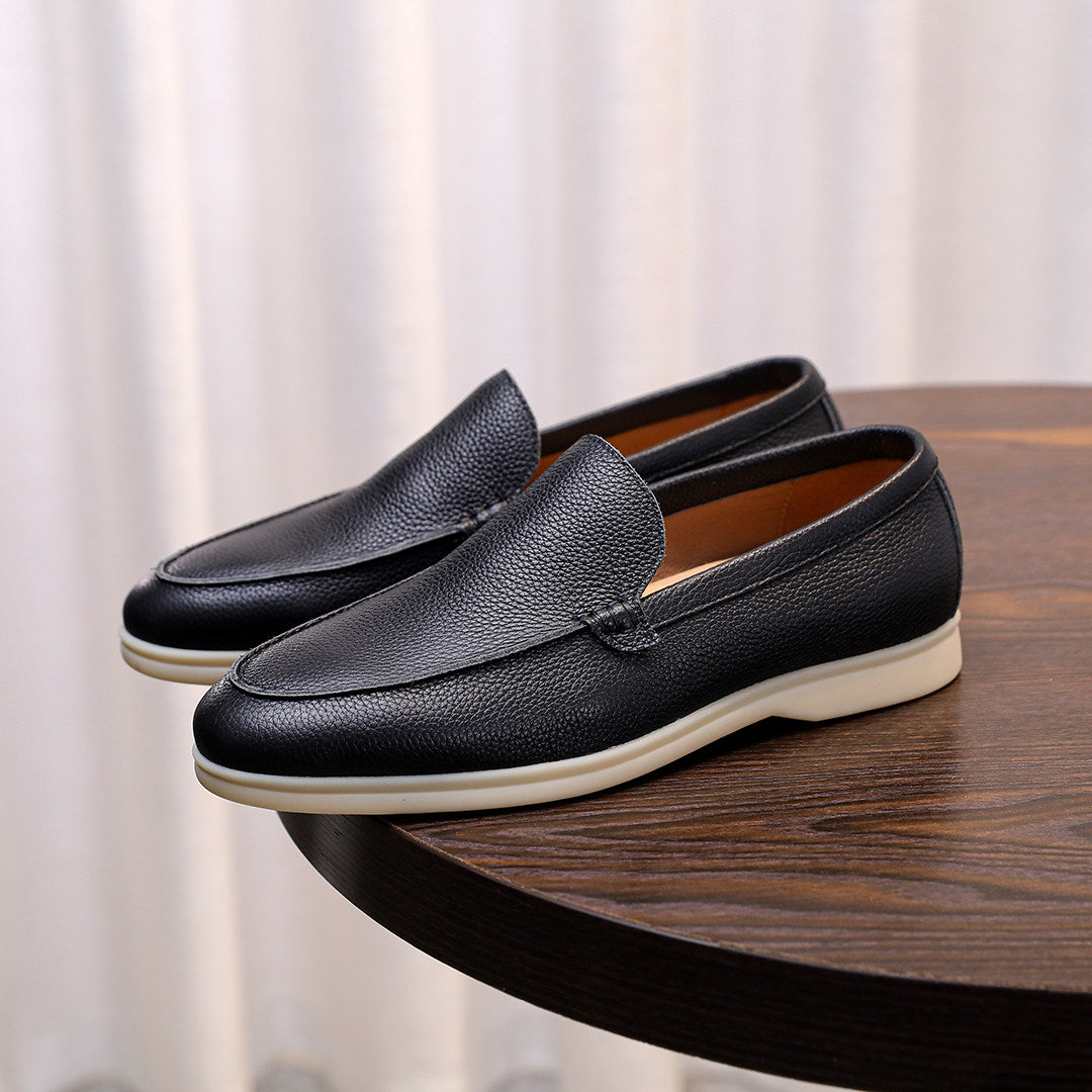 Chaussures homme en cuir véritable grainé façon litchi
