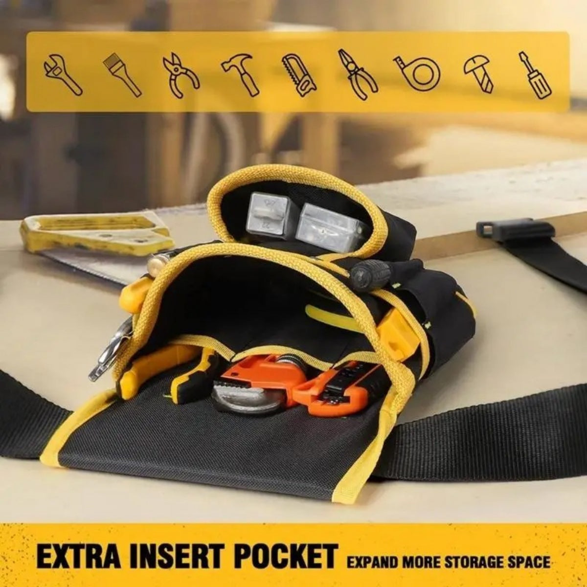 Ceinture porte-outils 26 poches, réglable et amovible