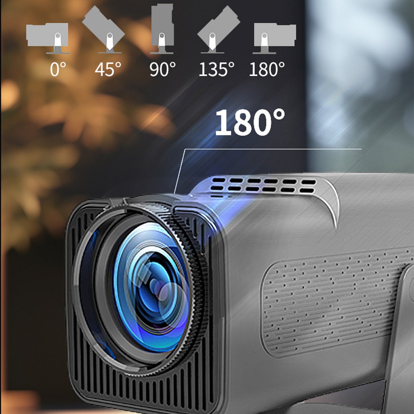 Mini vidéoprojecteur HD portable, rotatif 360°