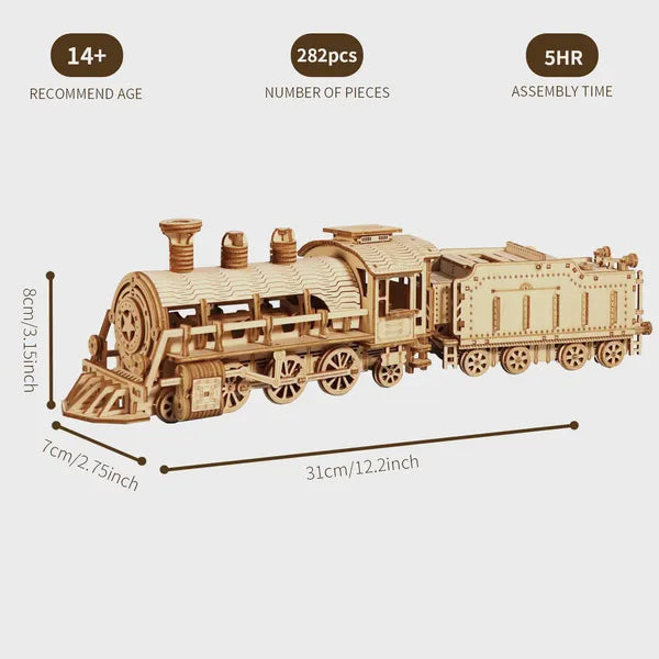 Dimensions et caractéristiques de la locomotive en bois
