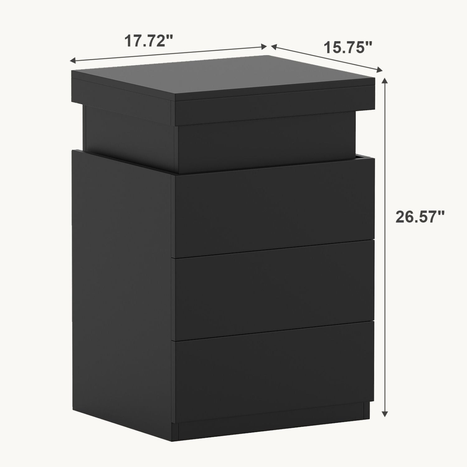 Table de chevet LED avec station de charge et 3 tiroirs
