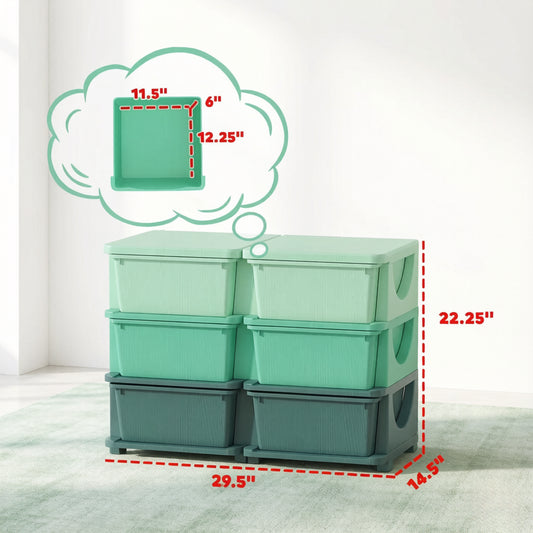 Tour de rangement verticale à tiroirs pour jouets, vert