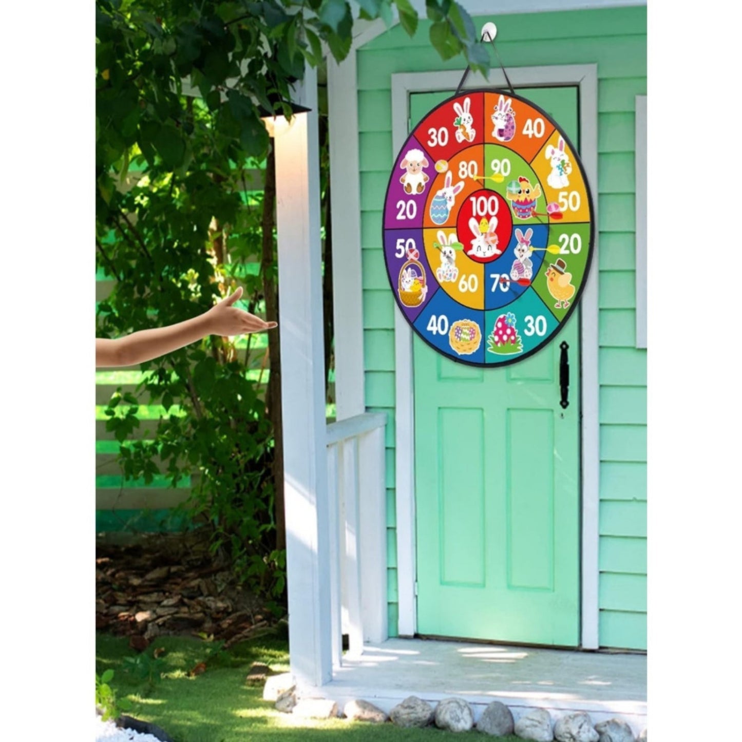 Cible fléchettes Velcro 66 cm animaux, jeu de fête