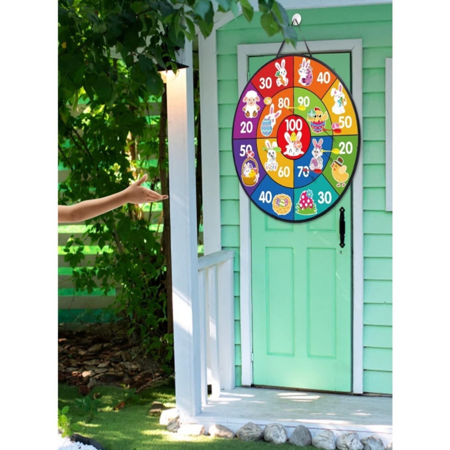 Cible fléchettes Velcro 66 cm animaux, jeu de fête