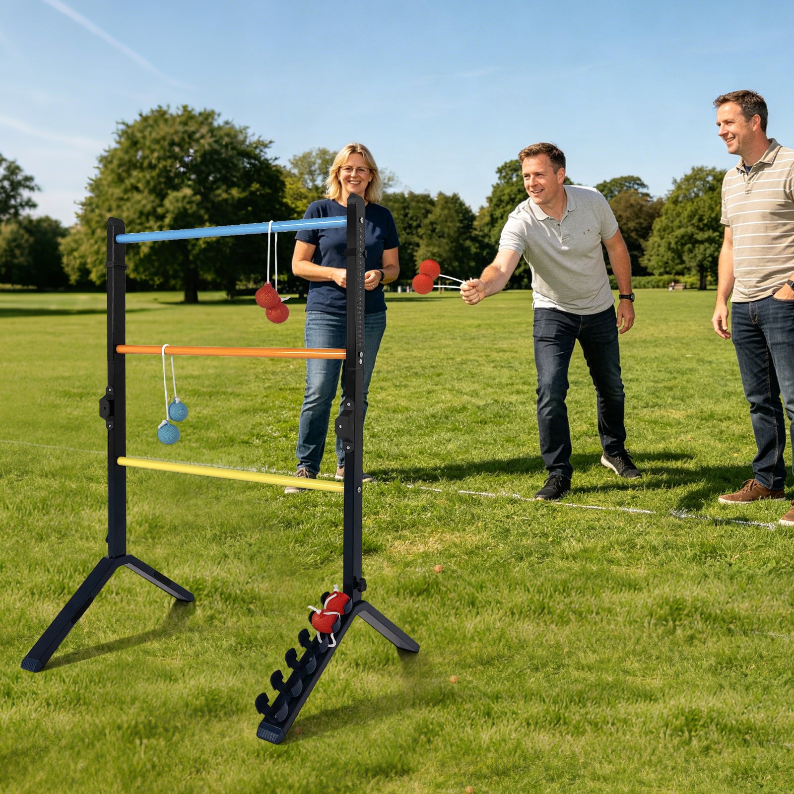 Jeu de lancer d'échelle en acier, 2 échelles et 6 balles