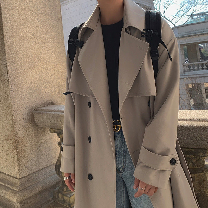Manteau homme long à double boutonnage, coupe ample et chaude