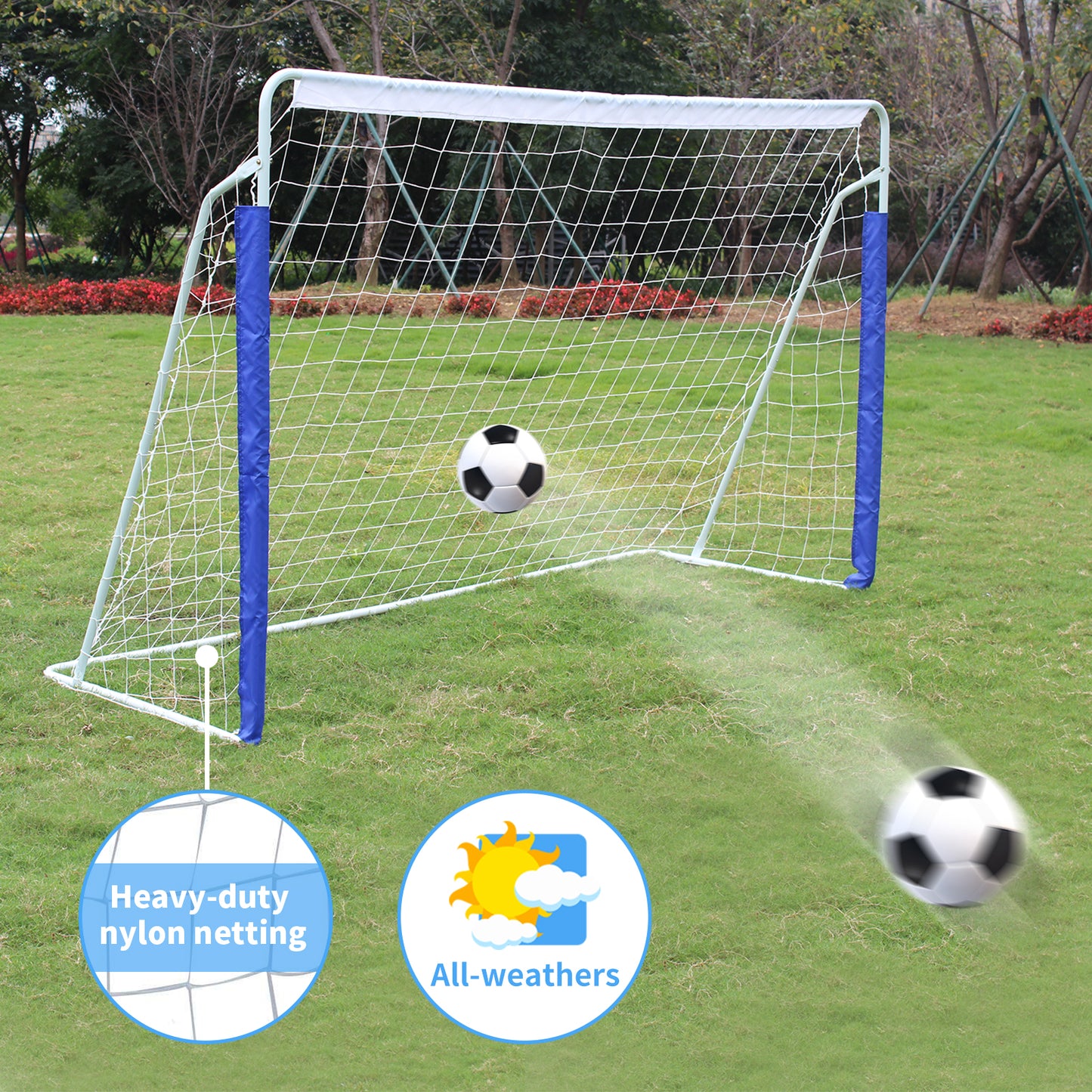 But de foot pliable 2,4 x 1,5 m, cadre acier résistant