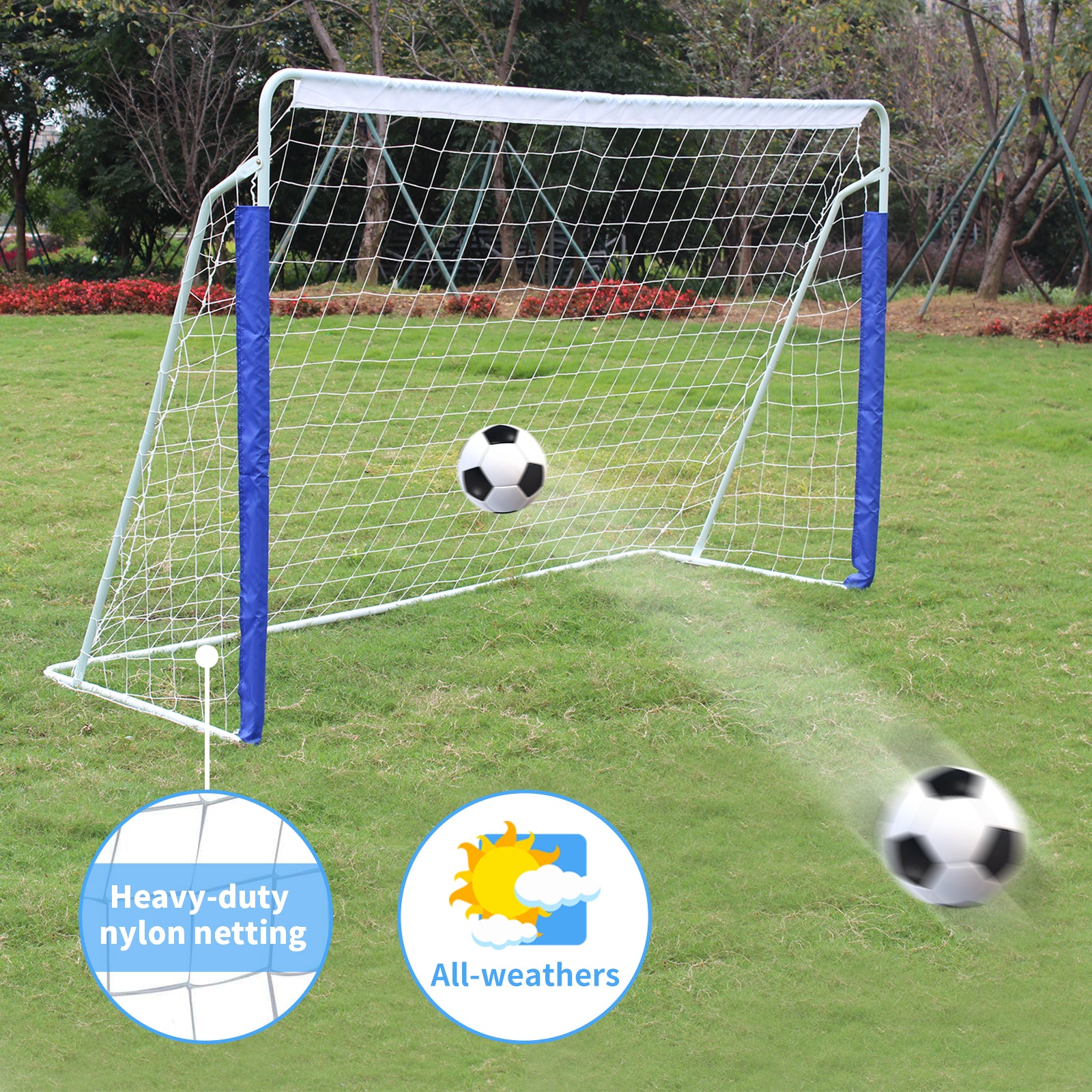 But de foot pliable 2,4 x 1,5 m, cadre acier résistant
