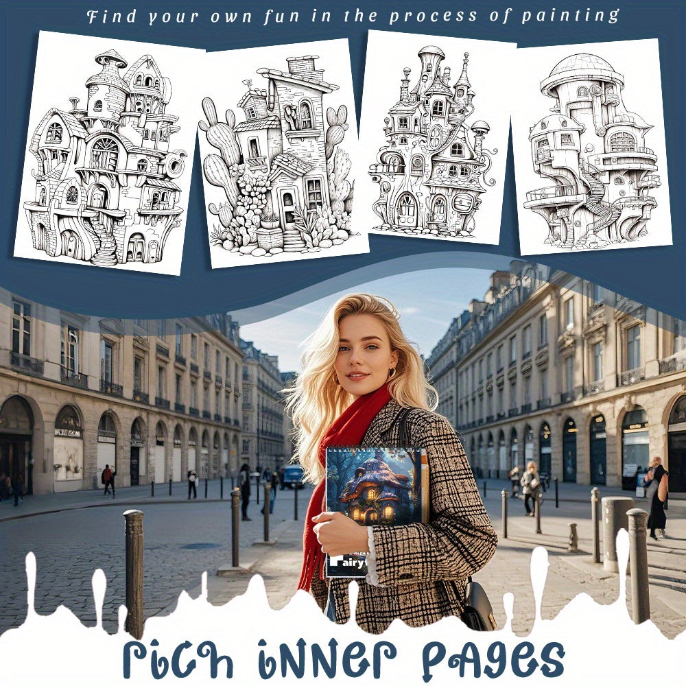 Coffret 2 livres de coloriage adultes, maison magique