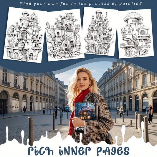 Coffret 2 livres de coloriage adultes, maison magique