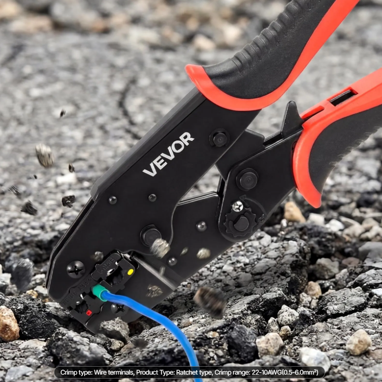 Pince à sertir à cliquet VEVOR 22-10 AWG, réglable