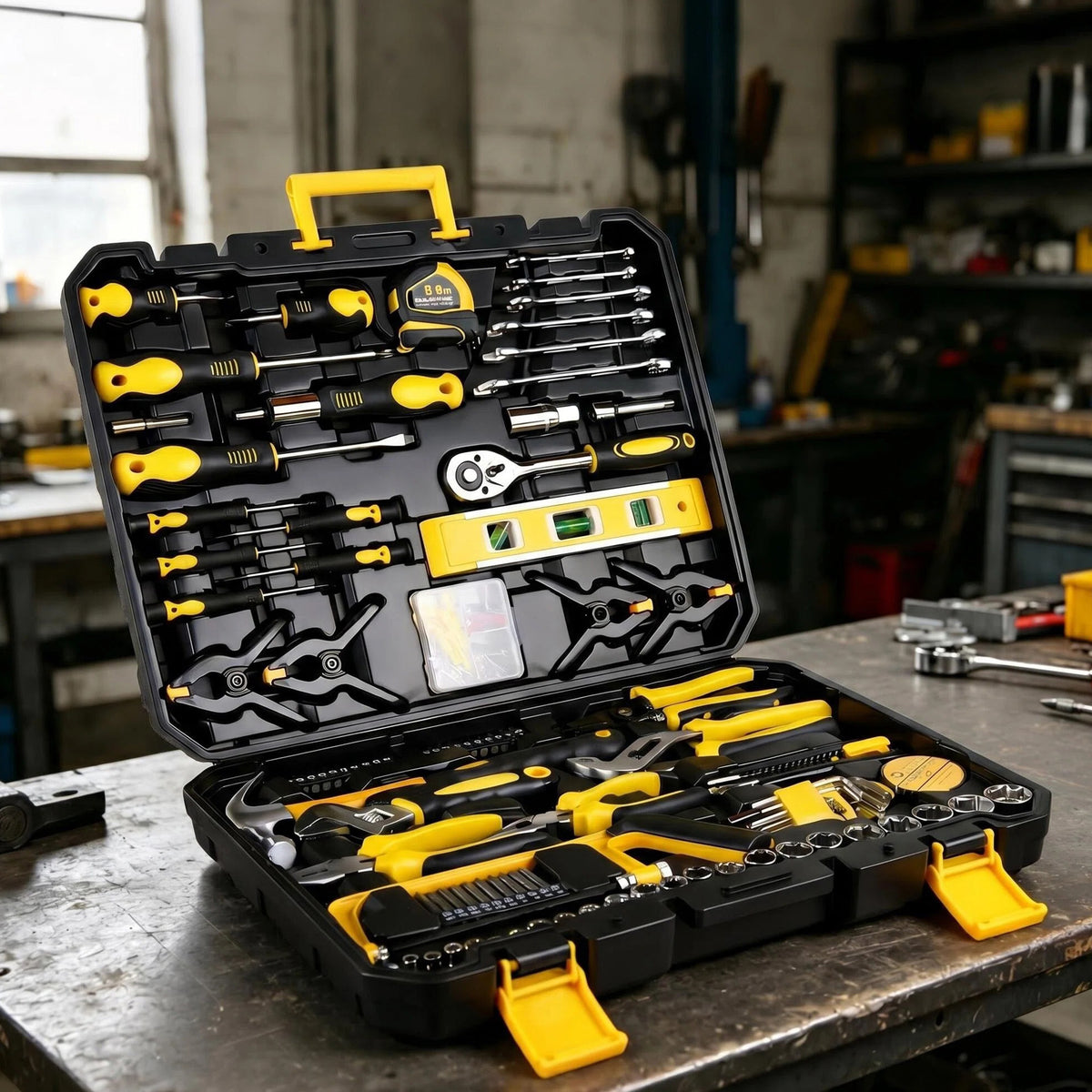 266-piece tool kit with storage case, for DIY and repairs