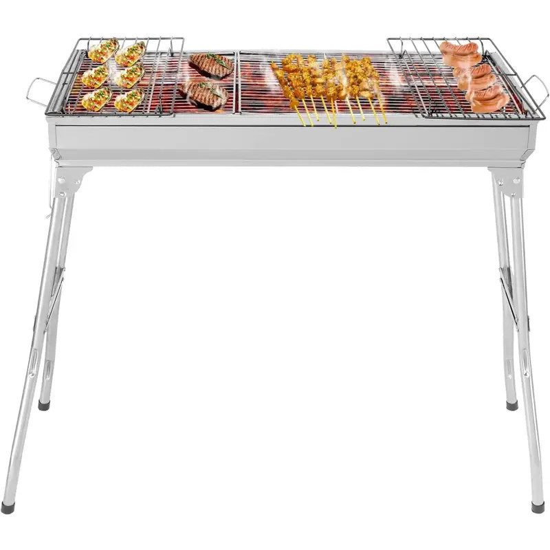 Barbecue au charbon pliable en acier inoxydable, portable