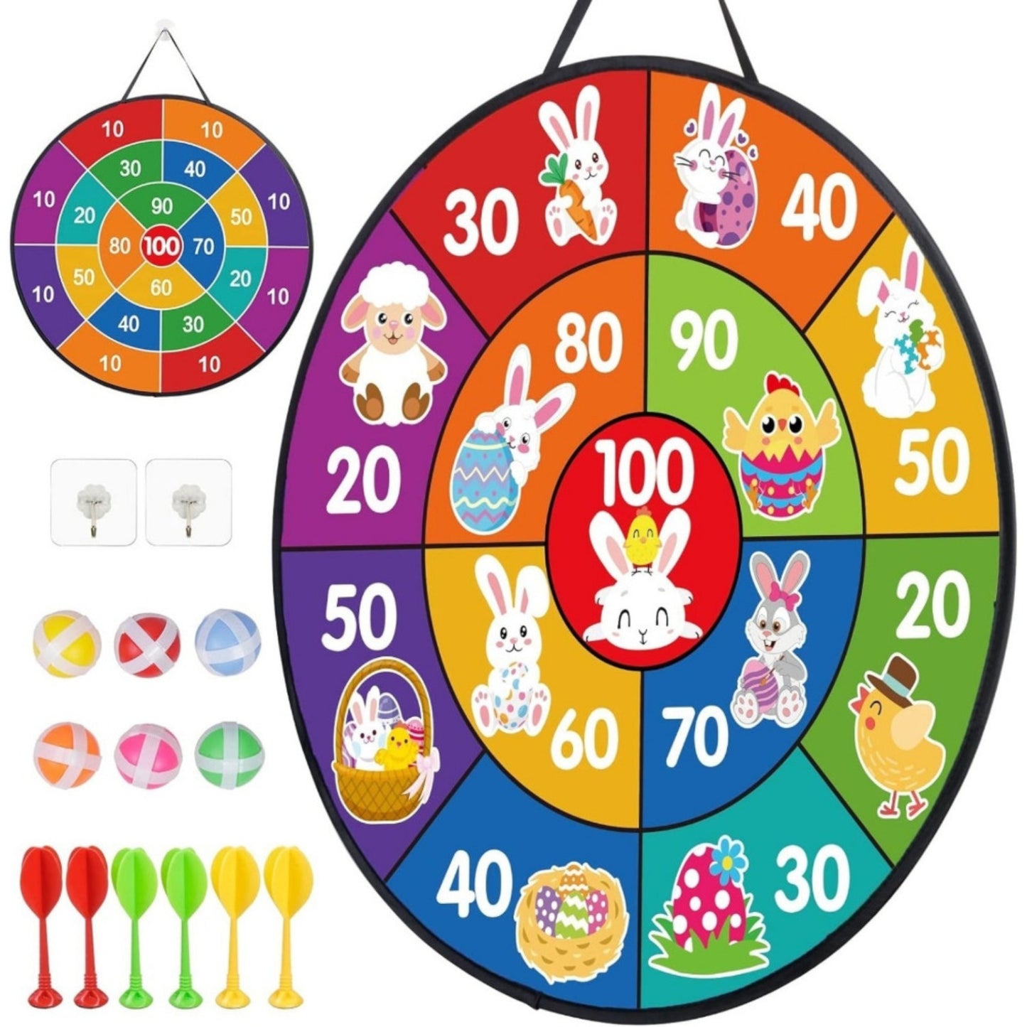 Cible fléchettes Velcro 66 cm animaux, jeu de fête