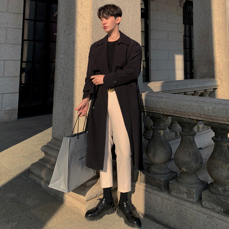 Manteau homme long à double boutonnage, coupe ample et chaude