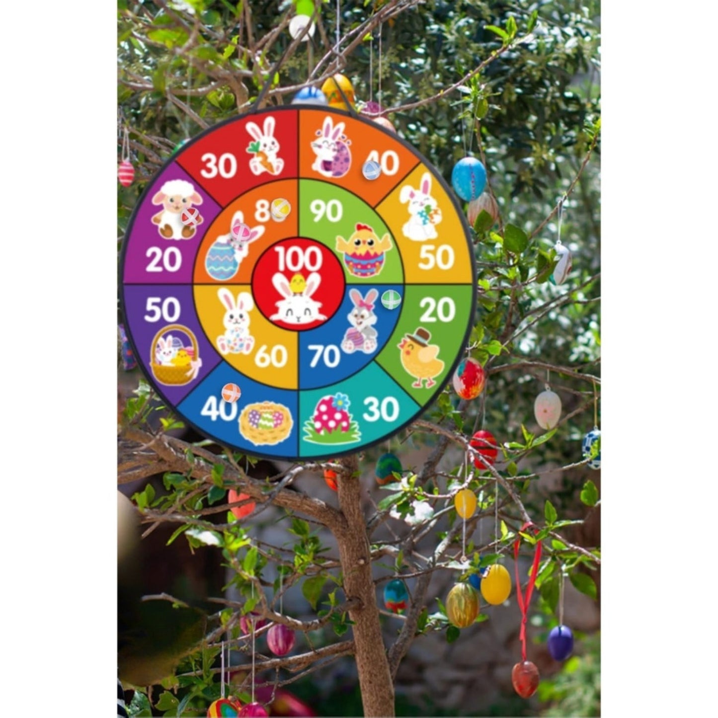 Cible fléchettes Velcro 66 cm animaux, jeu de fête