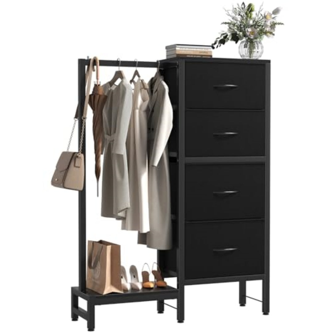 Meuble de rangement 4-en-1 avec penderie et étagère à chaussures