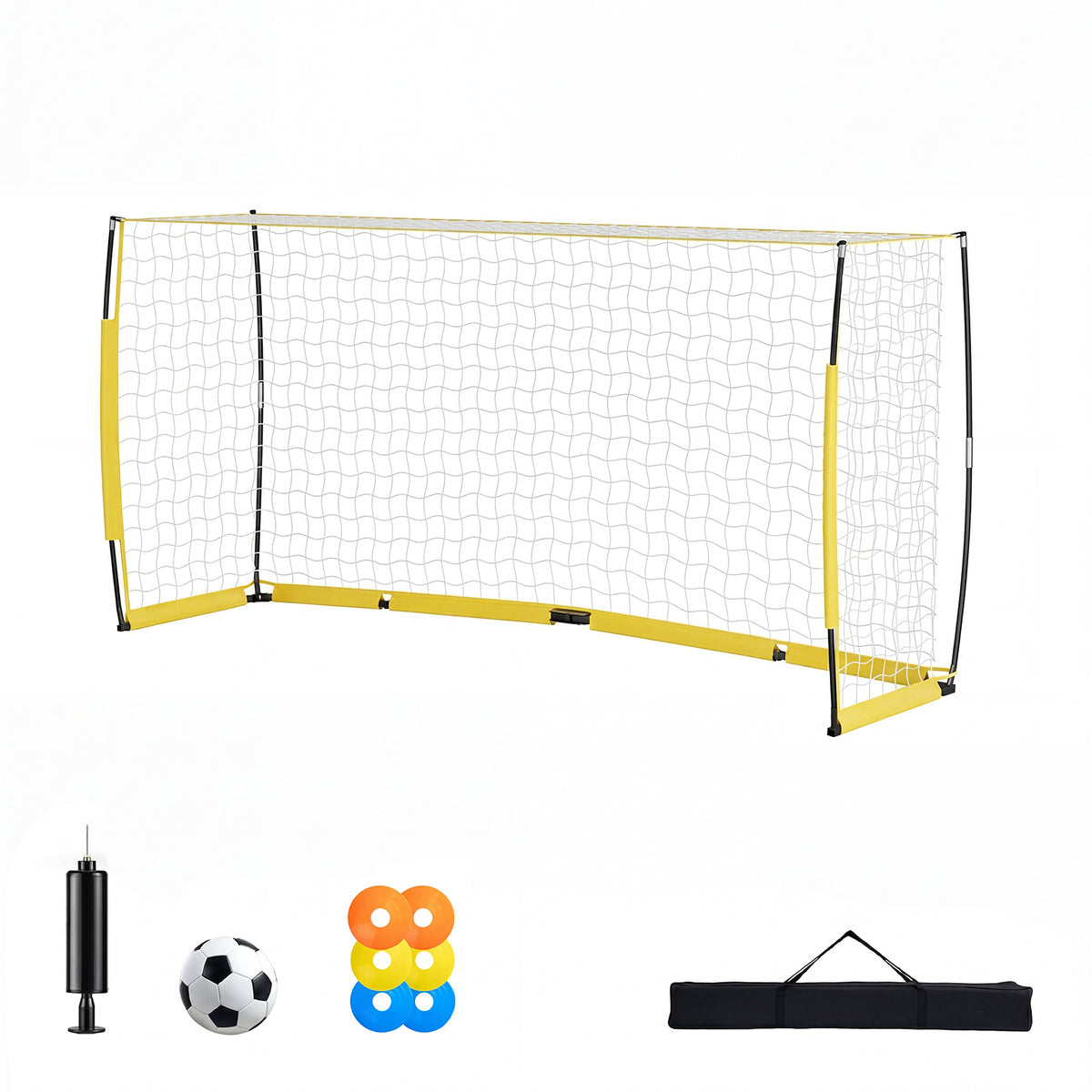 But de football 12 x 6 pieds, base pliable, jaune
