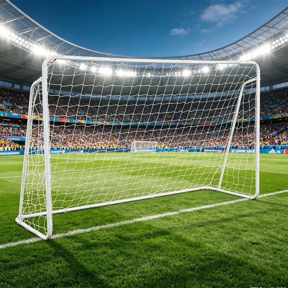 But de football 8x5 pieds, cadre acier, piquets inclus