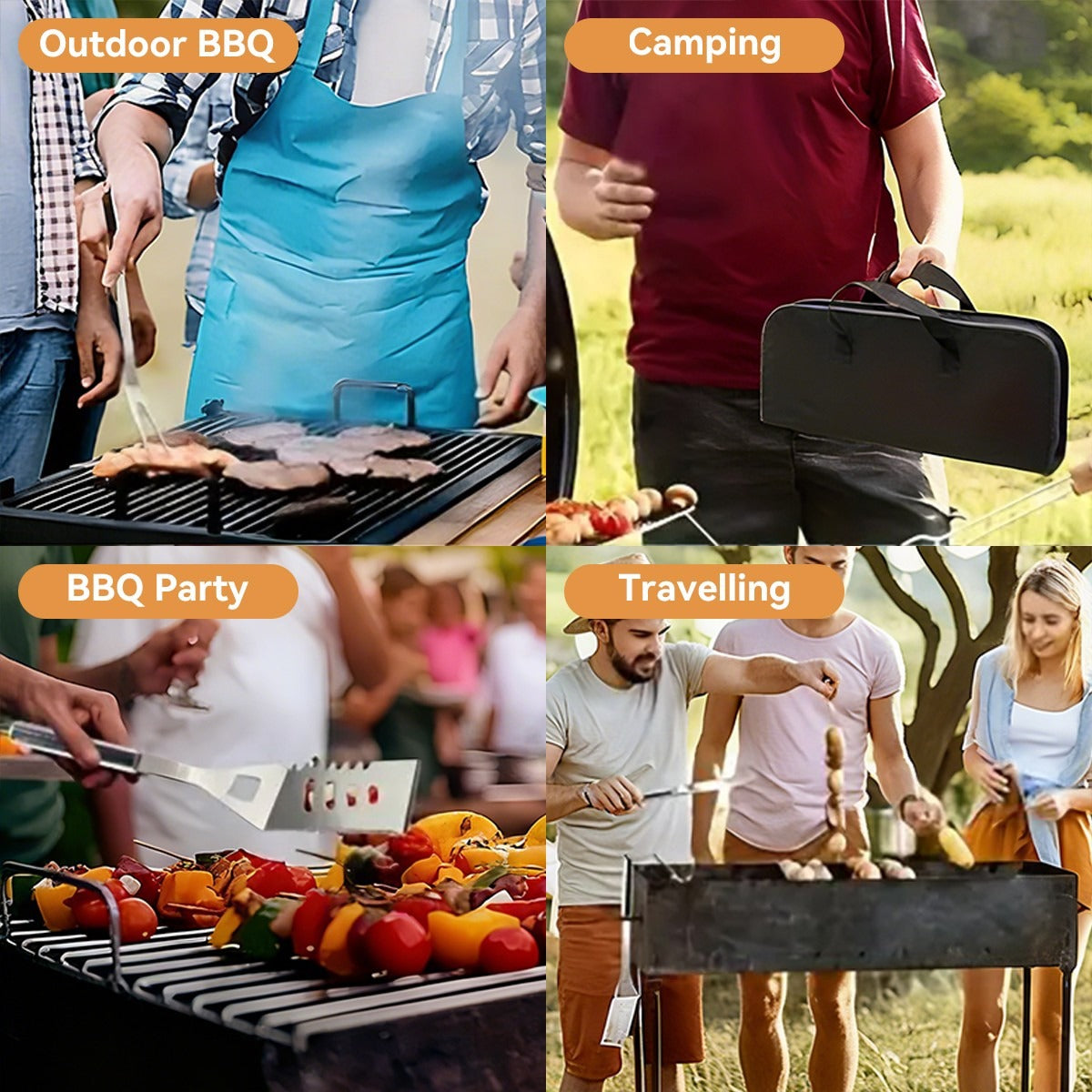 Kit de 14 accessoires barbecue en acier inoxydable